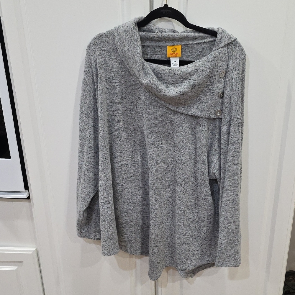 Ruby Rd. Light Gray Cowl Neck Sweater - image 1